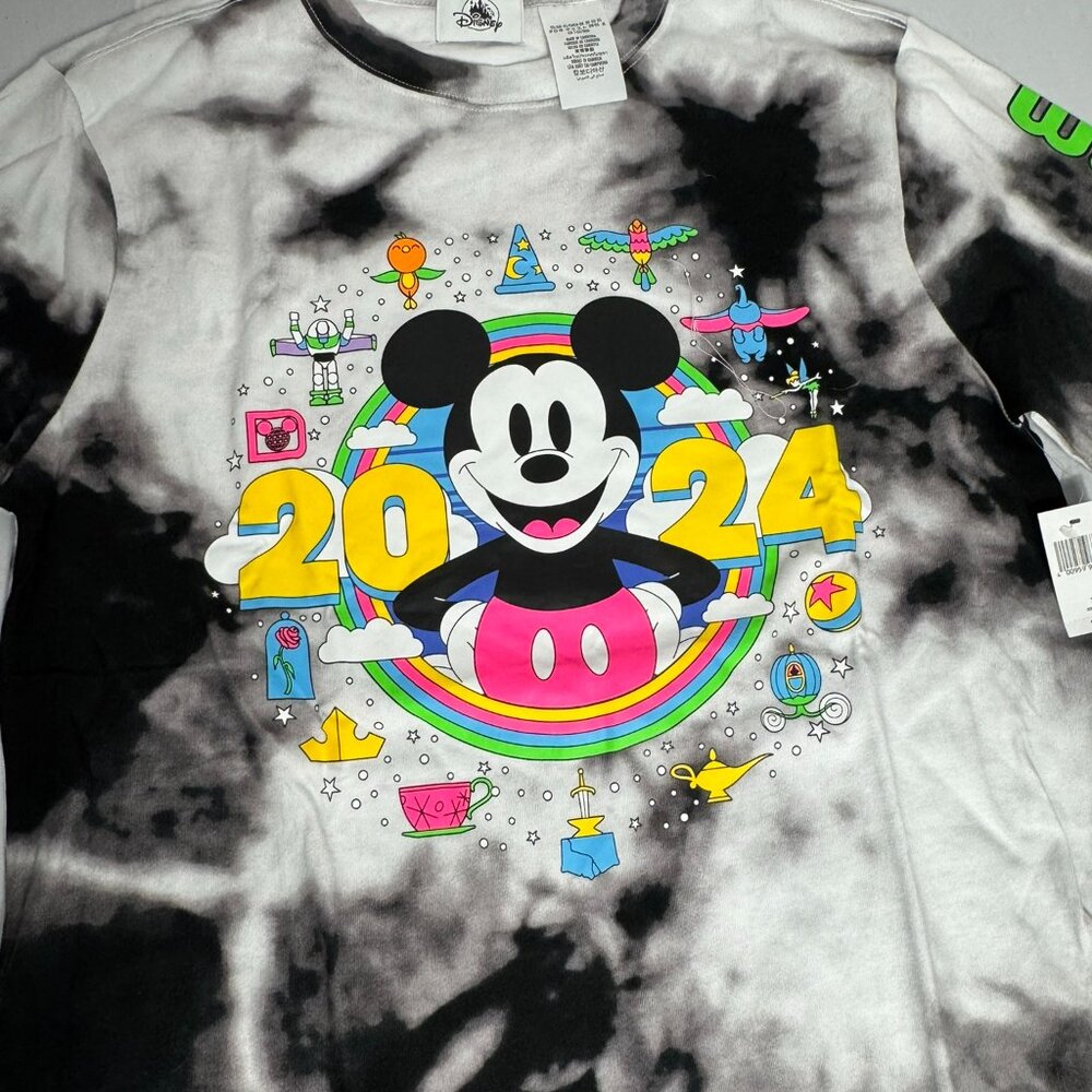 Disney World 2024 Tie-dye Long Sleeve Mickey Mouse Shirt XS